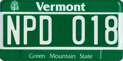 VT license plate NPD018