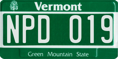 VT license plate NPD019
