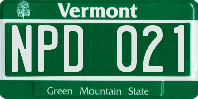 VT license plate NPD021