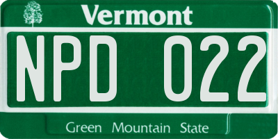 VT license plate NPD022