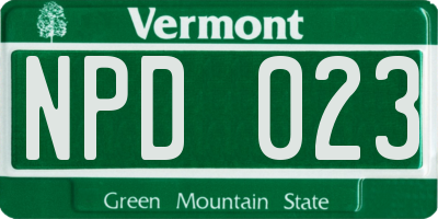 VT license plate NPD023