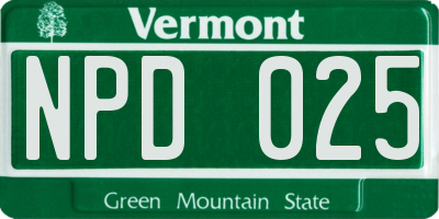 VT license plate NPD025
