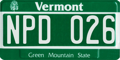 VT license plate NPD026