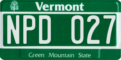 VT license plate NPD027