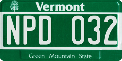 VT license plate NPD032