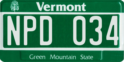 VT license plate NPD034
