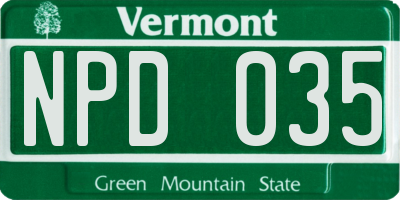 VT license plate NPD035