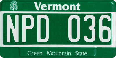 VT license plate NPD036