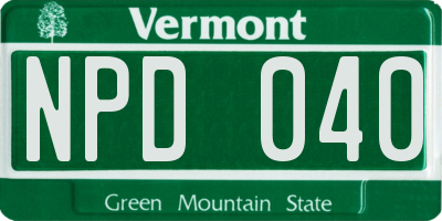 VT license plate NPD040