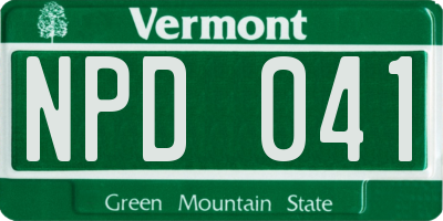 VT license plate NPD041