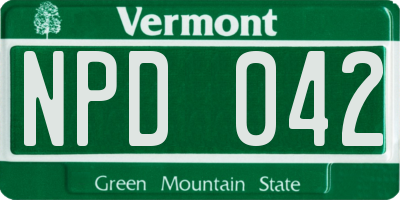 VT license plate NPD042