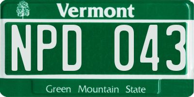 VT license plate NPD043