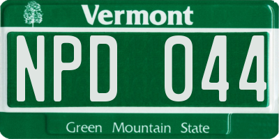 VT license plate NPD044