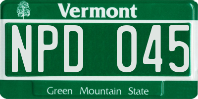 VT license plate NPD045