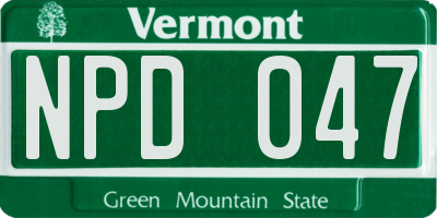VT license plate NPD047