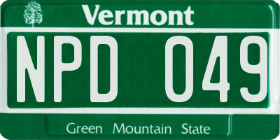 VT license plate NPD049