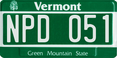 VT license plate NPD051