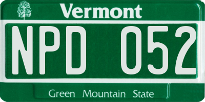 VT license plate NPD052