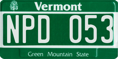 VT license plate NPD053