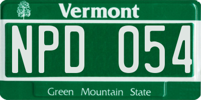 VT license plate NPD054