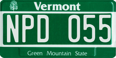 VT license plate NPD055