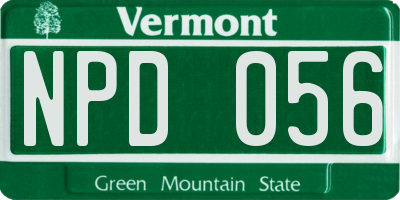 VT license plate NPD056