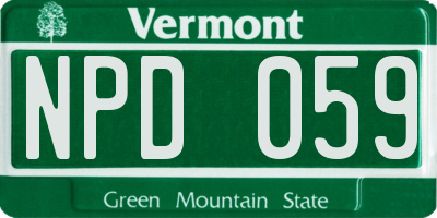 VT license plate NPD059