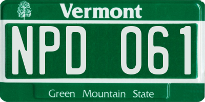 VT license plate NPD061
