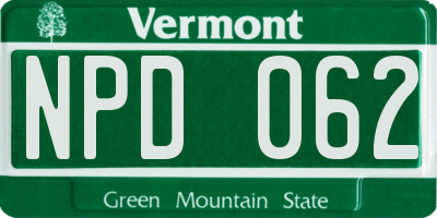 VT license plate NPD062