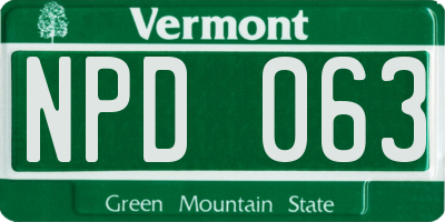 VT license plate NPD063