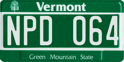 VT license plate NPD064