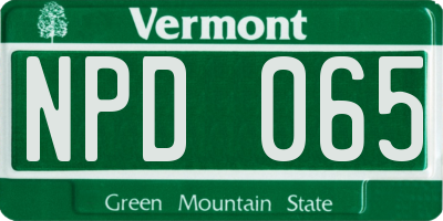 VT license plate NPD065