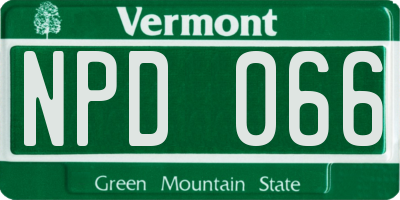VT license plate NPD066
