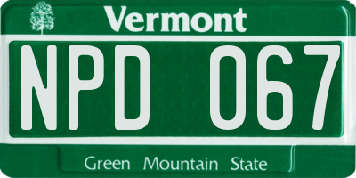 VT license plate NPD067