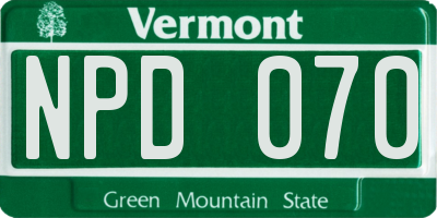 VT license plate NPD070