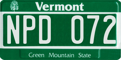 VT license plate NPD072