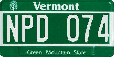 VT license plate NPD074