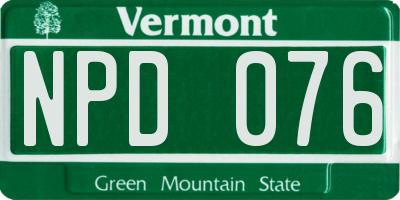 VT license plate NPD076