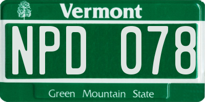 VT license plate NPD078