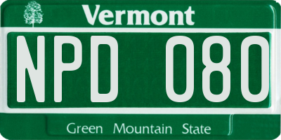 VT license plate NPD080