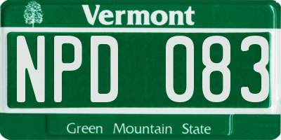 VT license plate NPD083