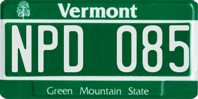 VT license plate NPD085