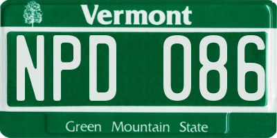 VT license plate NPD086