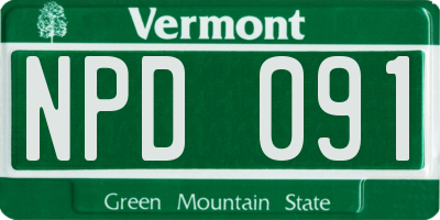 VT license plate NPD091