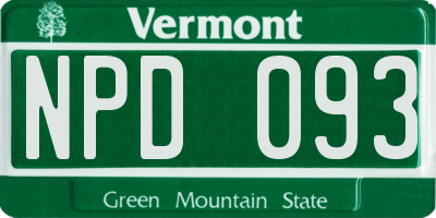 VT license plate NPD093