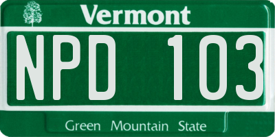VT license plate NPD103