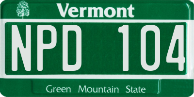 VT license plate NPD104