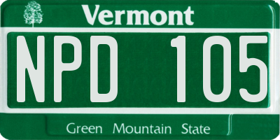 VT license plate NPD105