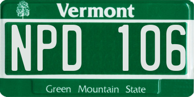 VT license plate NPD106