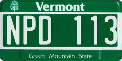 VT license plate NPD113